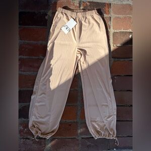 ZARA Blush Beige Elastic-Waist Jogger Pants